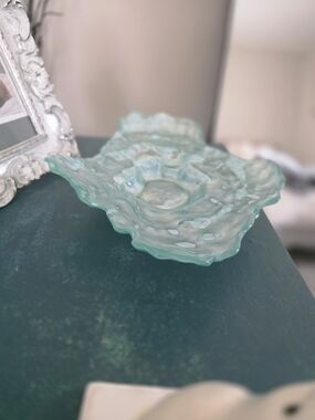 Sea Glass Green Decorative Glass Bowl - Home Accents Decor. " The Wave"